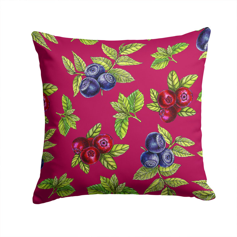 Coussin intérieur/extérieur à baies, Rose / Vert, 14 po x 14 po