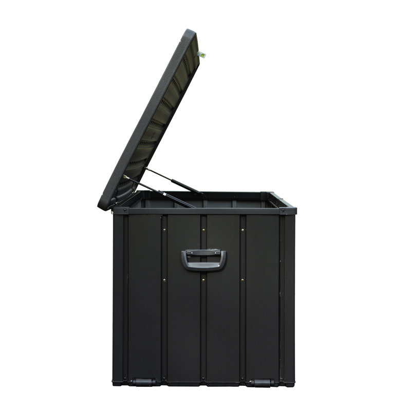 Boîte de rangement de patio gris foncé - Bac imperméable 120 gallons pour coussins et outils