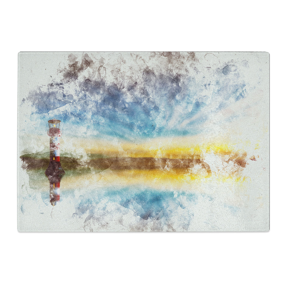Tempered Glass Lighthouse & Seascape During Sunset Chopping Board