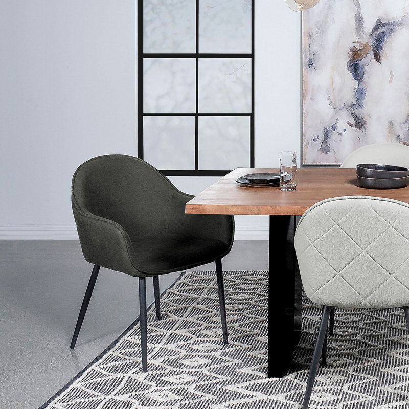 Chaise de salle à manger rembourrée gris anthracite (ensemble de 2), Gris anthracite