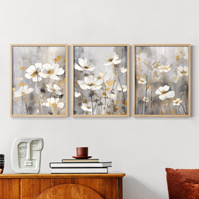 Floral Study  Series  CXLI  -Set Of 3 Framed Giclee Prints -Ready to Hang