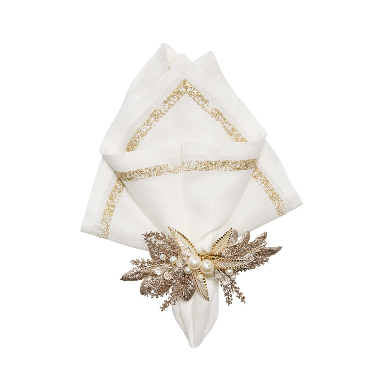 Impression Napkin, White/Gold