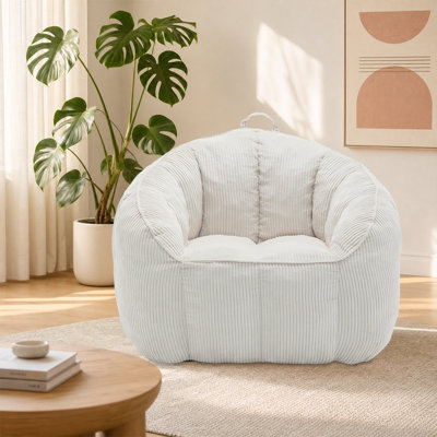 Fauteuil à billes Comfy pour adultes et adolescents - Canapé en velours côtelé avec accoudoirs et poignée pour le salon ou la chambre à coucher