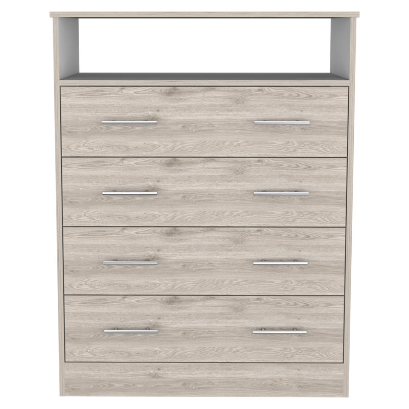 Commode 4 tiroirs Amy-Lei, Gris clair