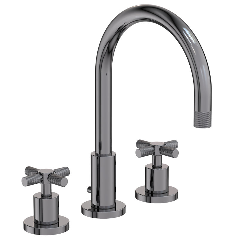 Muncy Widespread Bathroom Faucet with Drain Assembly, Midnight Chrome