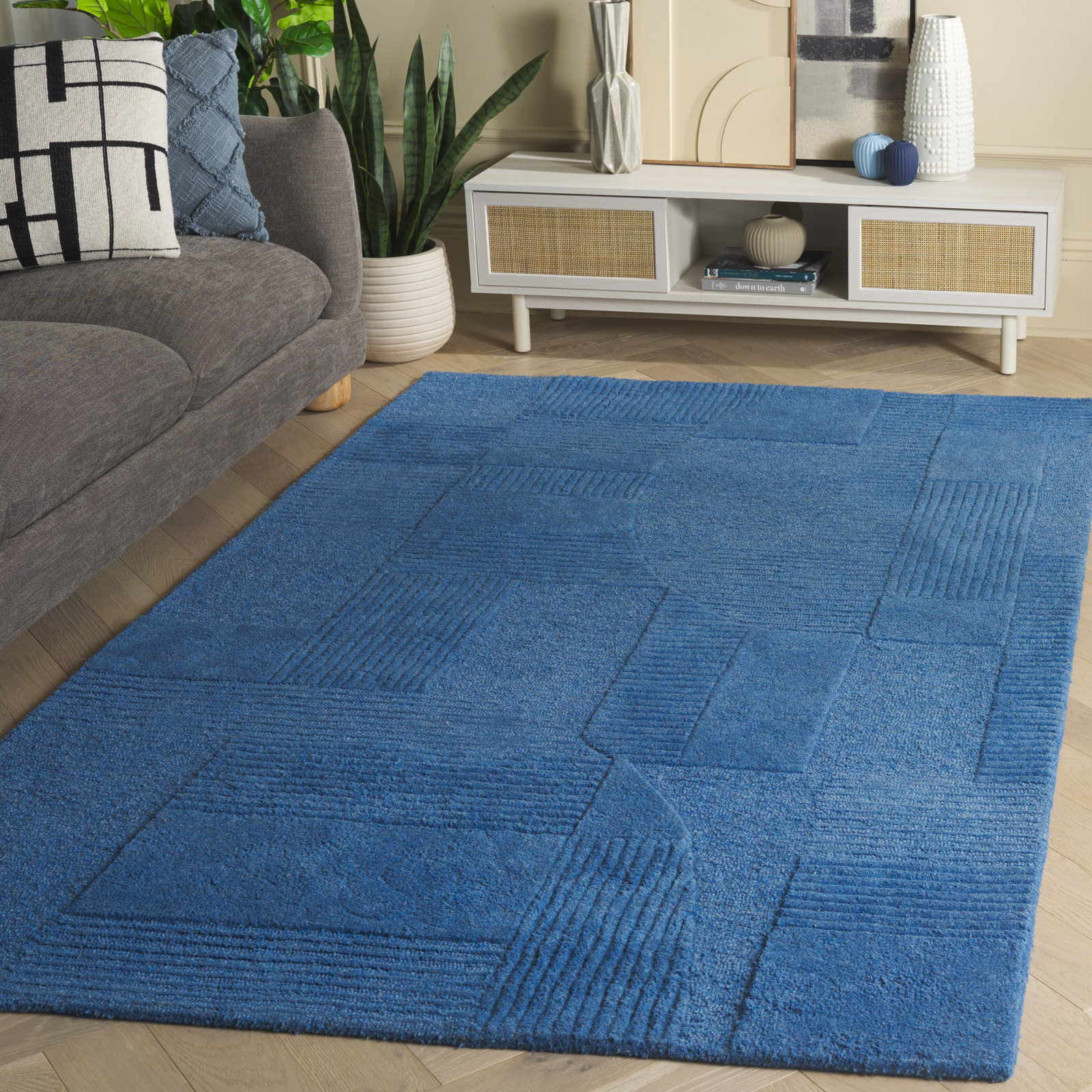 Ivanenko Hand-Tufted Geometric Rug, Rectangle 5' x 8'