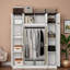 Armoire-penderie à grande capacité avec tringle, tablettes réglables et portes décoratives en rotin-218877693