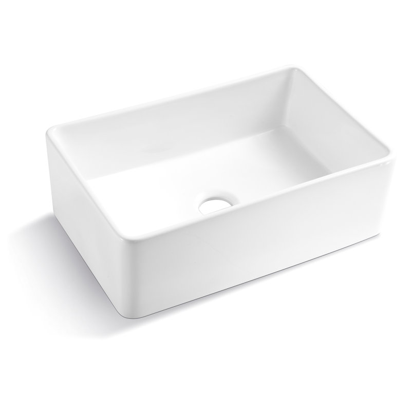 Évier de cuisine 30 po x 20 po en céramique - bol simple blanc pour chauffer, tacher, égratigner et rouiller