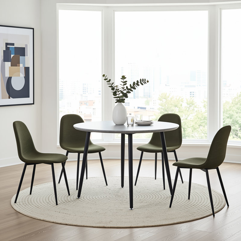 Ensemble de salle à manger extensible 5 pièces avec table en panneau de fibres à densité moyenne et 4 chaises rembourrées en faux suède