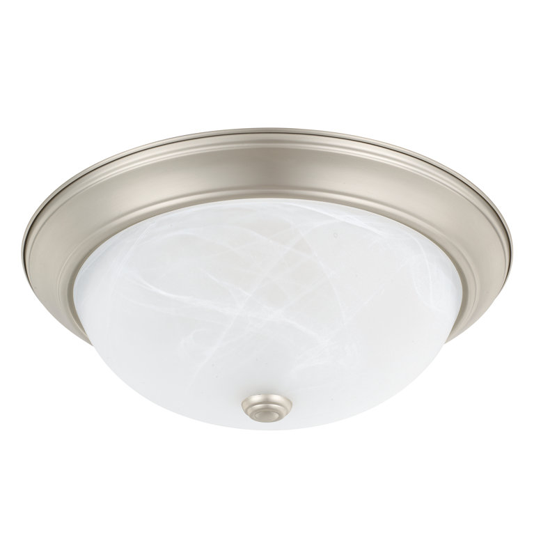 Plafonnier encastré circulaire simple 14,75 po Grapevine, Blanc faux Verre albâtre, Nickel mat