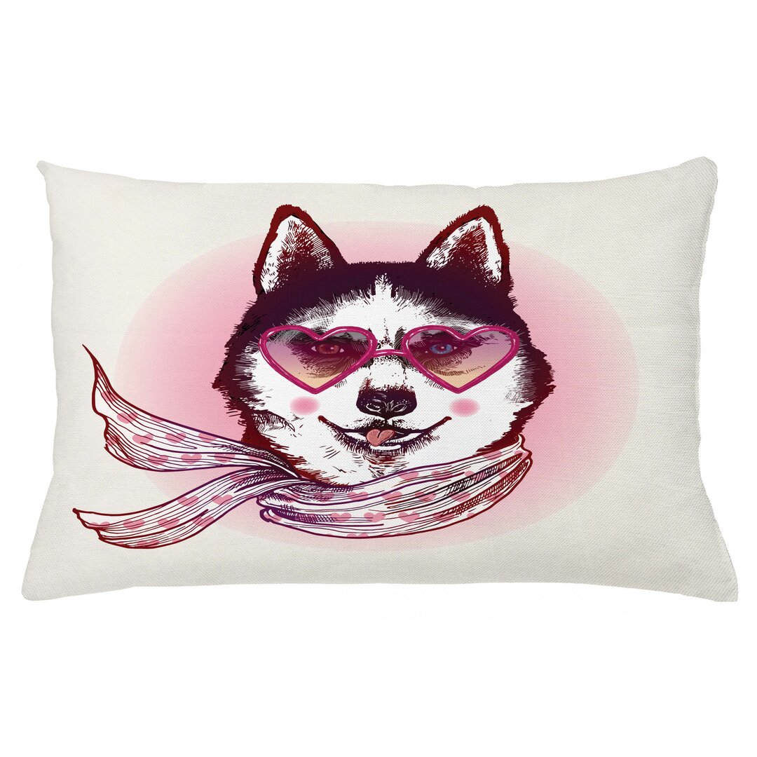 Kissenbezug, Hipster Husky Hundeherzen, Tier, Pink Cream Schwarz