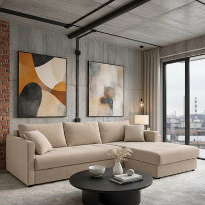  Orea Corner Sofa Bed with Large Sleeping Function and Double Storage Container 227x150cm Elegant Living Room