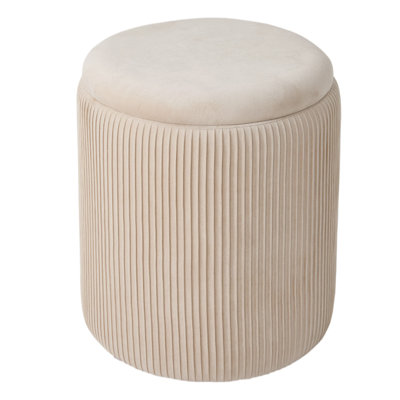 37.5cm Wide Velvet Cylinder Striped Standard Ottoman