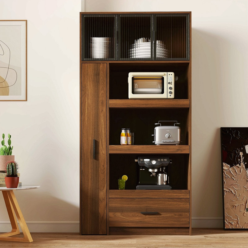 Armoire de cuisine avec support pour micro-ondes et tiroir