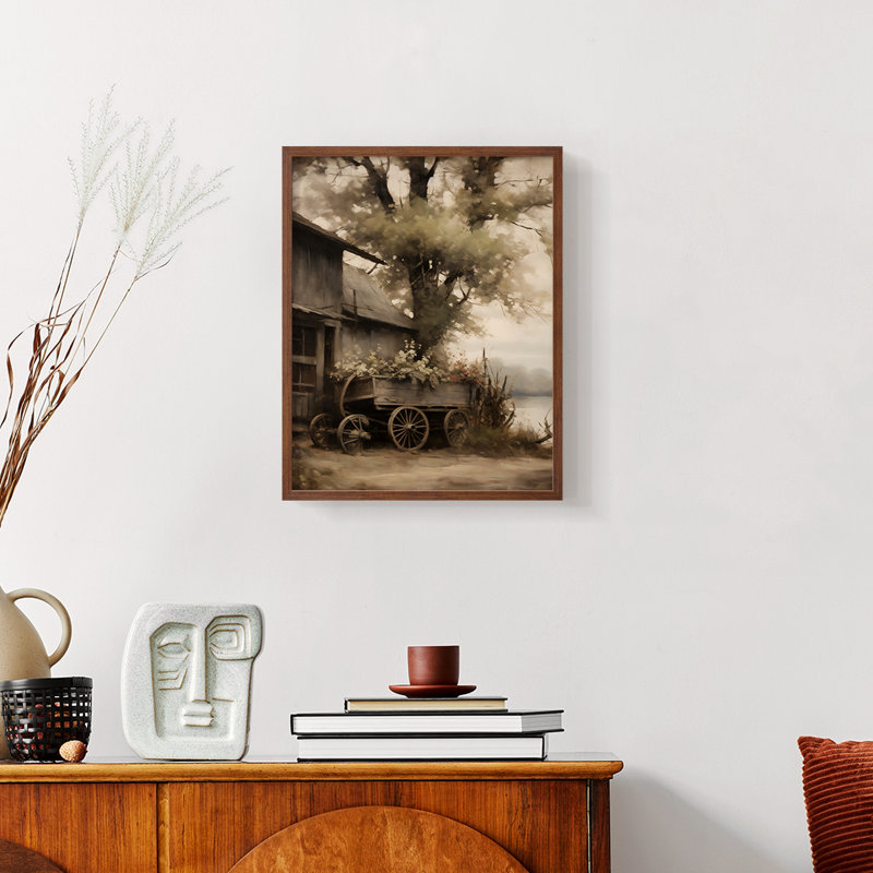 «Vintage Landscape VIII» sur, Noyer, H 10 po x l 8 po, Closed Corner Frame