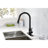 Pull Down Kitchen Faucet - Matt Black Stainless Steel, 360 Swivel Nozzle, Corrosion And Rust Treatment, Single Handle For Water Temperature Flow Management With Spray Head Rotating Coating, Easy-1963427291