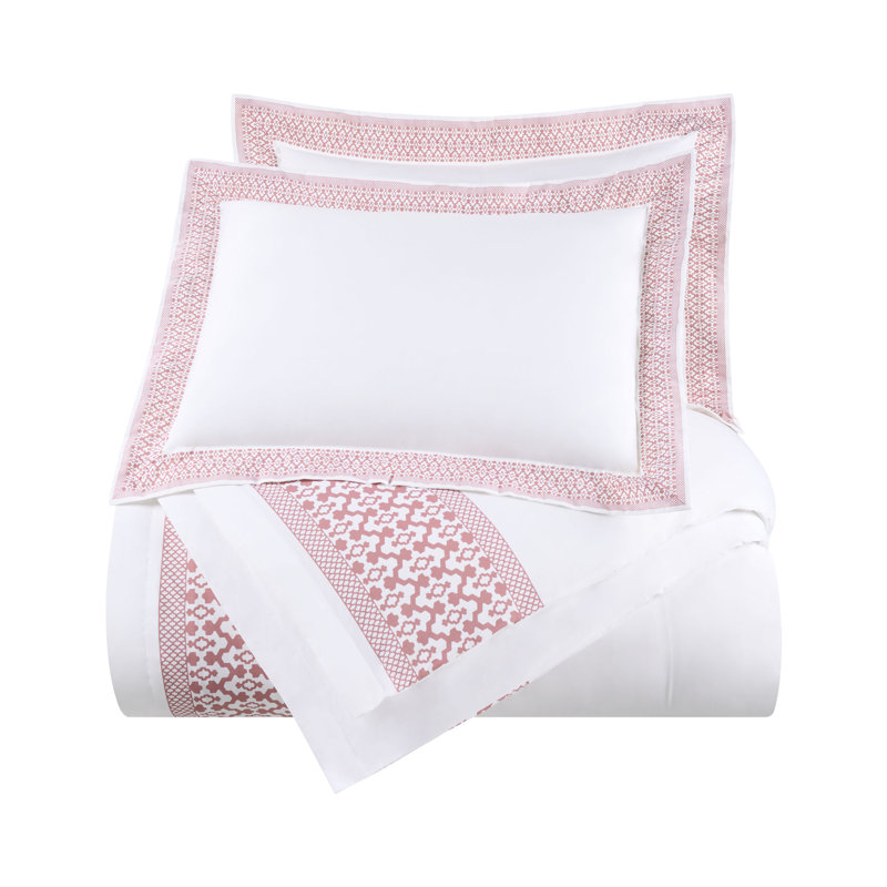 Southern Tide Augustine White/Pink Comforter Set, Twin Comforter + 1 Standard Pillow Shams