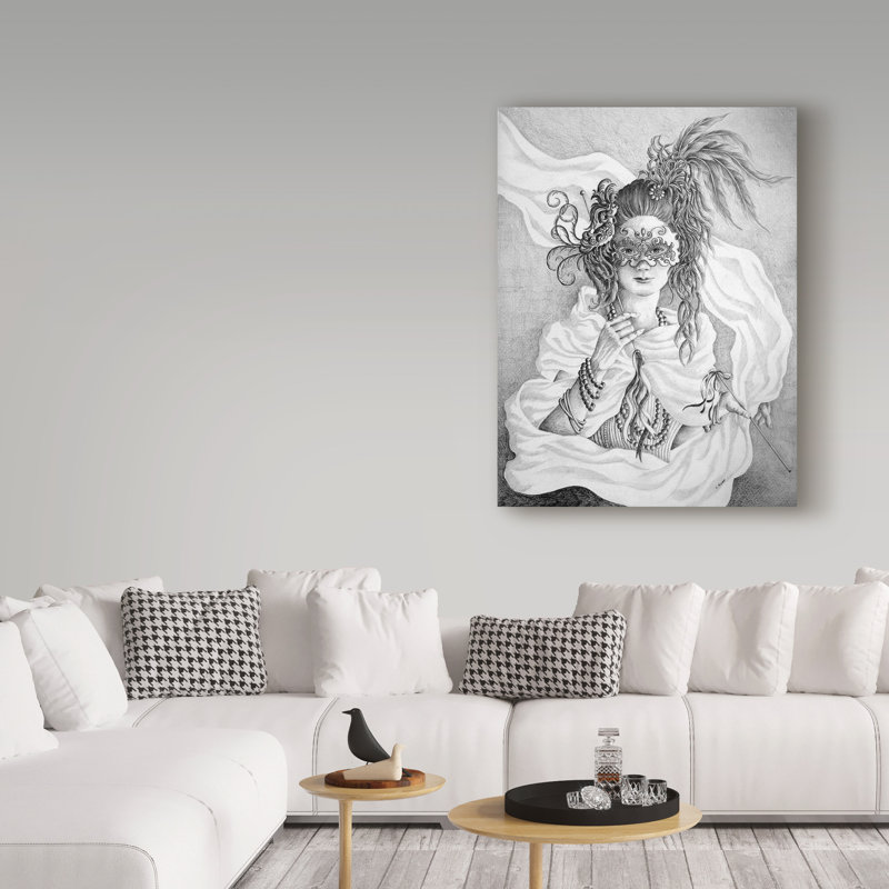 Mardi Gras Mask by Carol J Rupp - Print on Canvas, 19" H x 14" W x 2" D