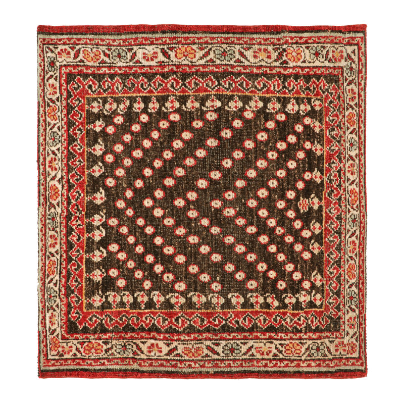 Rug & Kilim’S Tribal Style Square Rug In Brown And Red With Floral Patterns, Rectangle 8' x 10'