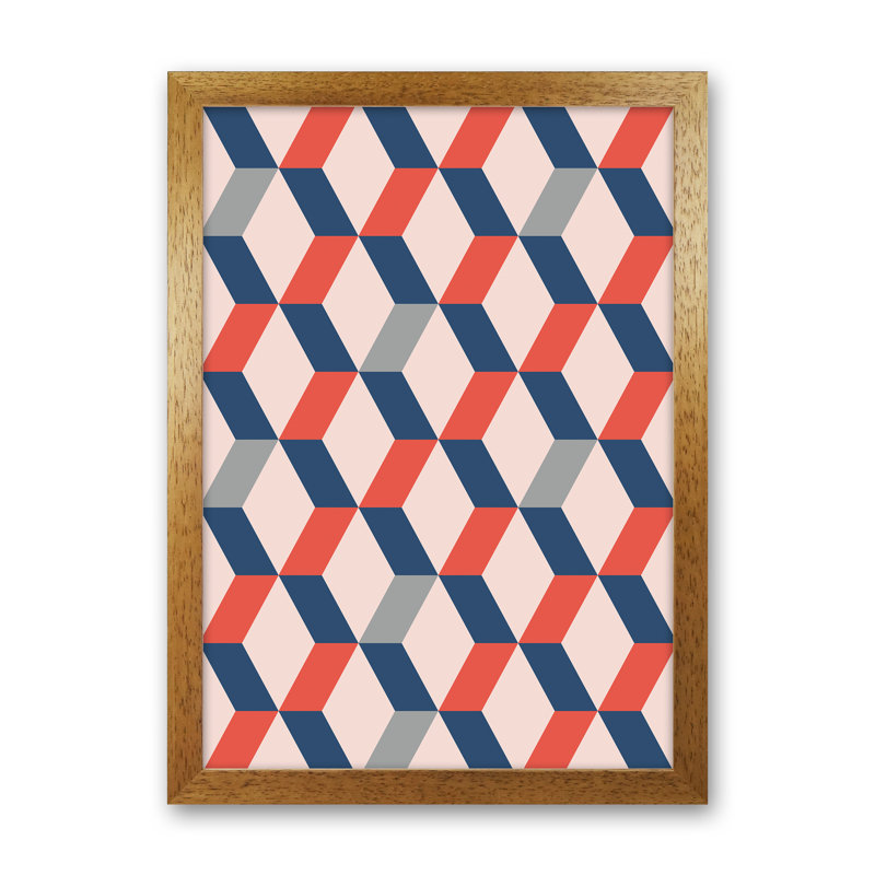Retro Pattern No 1 - Print, 46cm H x 34cm W x 3cm D, Brown Framed