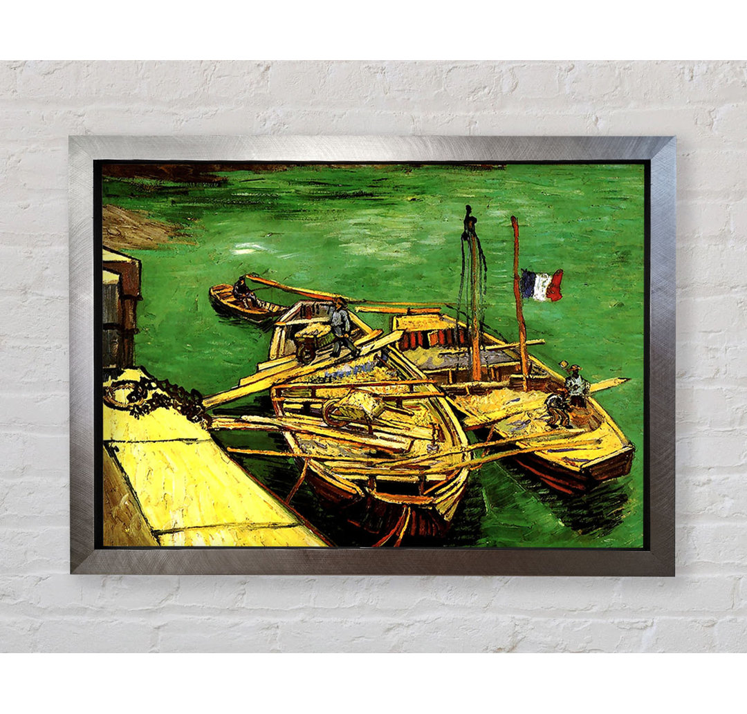 Quay With Men Unloading Sand Barges von Vincent Van Gogh - Einzelne Bilderrahmen Kunstdrucke