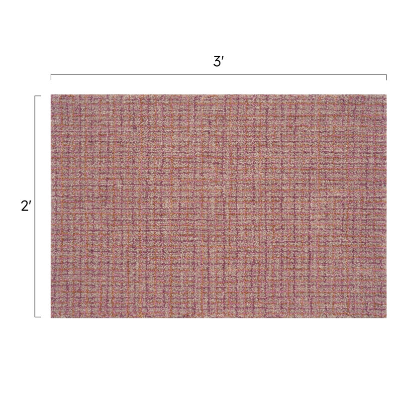Bryn Hand Tufted Wool Abstract/Houndstooth Area Rug in Spice/Pink/Tan, Rectangle 2' x 3'