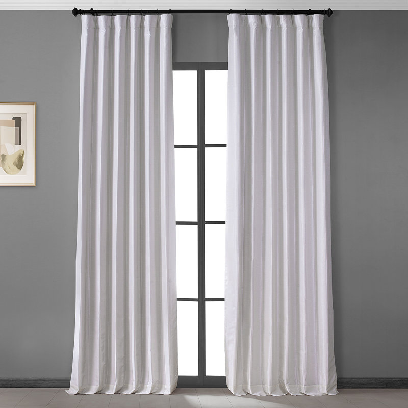 Faux Silk Curtains for Bedroom Blackout Curtains for Living Room Large Window Single Panel Drapes, 50" W x 108" L