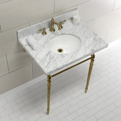 Oval Console Bathroom Sink with Overflow