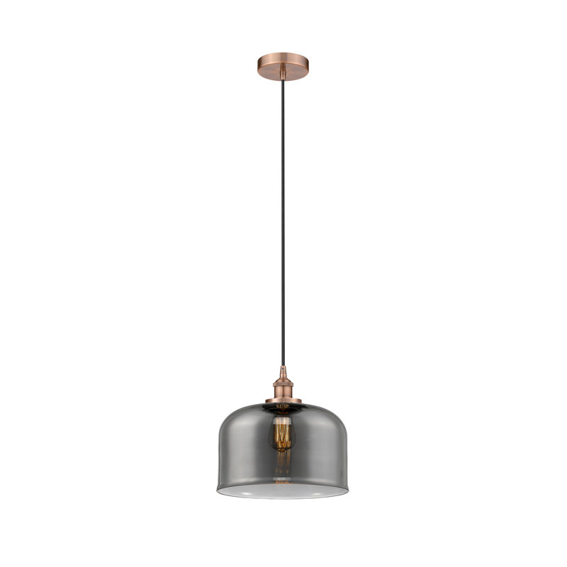 Pattie Bell 1-Light Dimmable Adjustable Height Single Pendant, Plated Smoke, Antique Copper