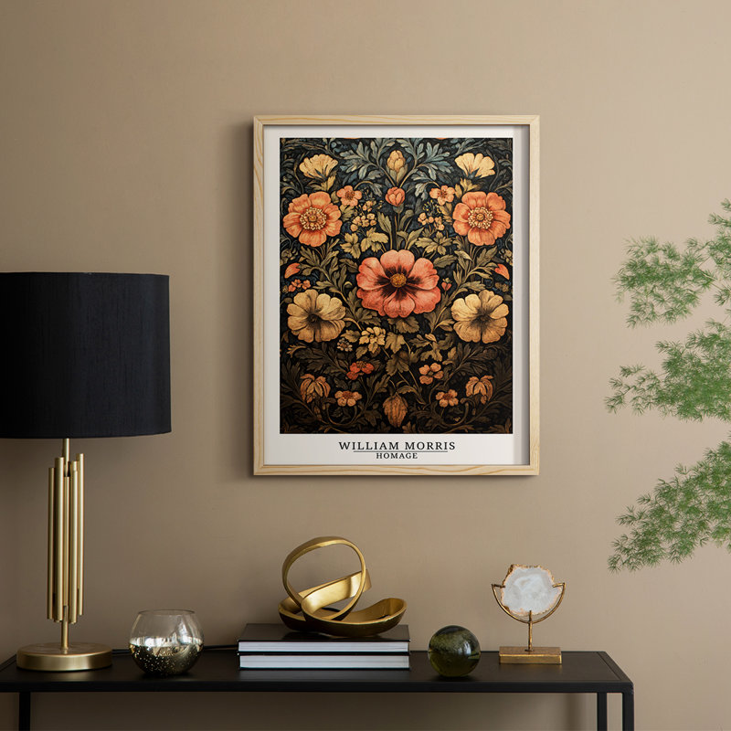 Imprimé encadré de la série II de William Morris - bois massif, Naturel, H 11 po x l 9 po
