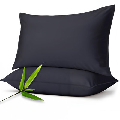 100% Viscose from Bamboo Pillowcases Only, 300 Thread Count, Hidden Zipper, Cooling Breathable, Bedding Pillow Covers for Hot Sleepers - Gift-Ready Packaging, PACK OF 2 (Black)
