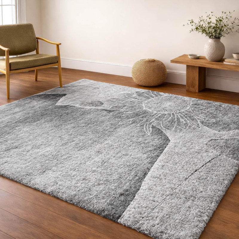 Tapis à poil long de qualité supérieure lavable à la machine ADS700, Gris, 5 pi x 7 pi 6 po
