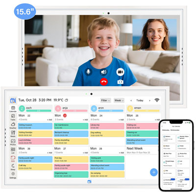 15.6 Inch Digital Calendar,Desktop&Wall Planner,Touch Screen Reminder for Family Organizer