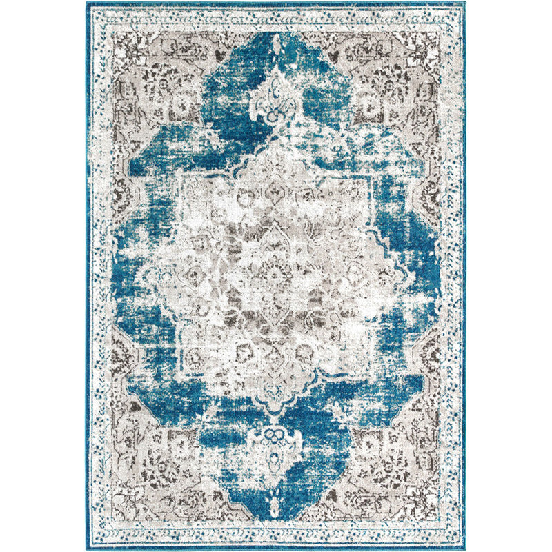 Tapis bleu sarcelle Harlow, Rectangulaire 8 pi x 10 pi