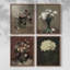 «Vintage Floral Print», impression encadrée CXII - ensemble de 4