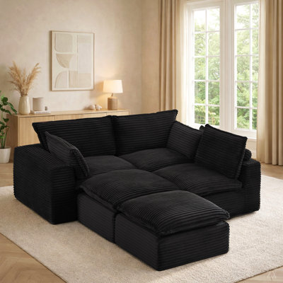 Canapé modulaire de 109,4 po, configurations en forme de U / en L / de canapé-lit / droit, velours côtelé adapté aux animaux de compagnie, aucun assemblage requis