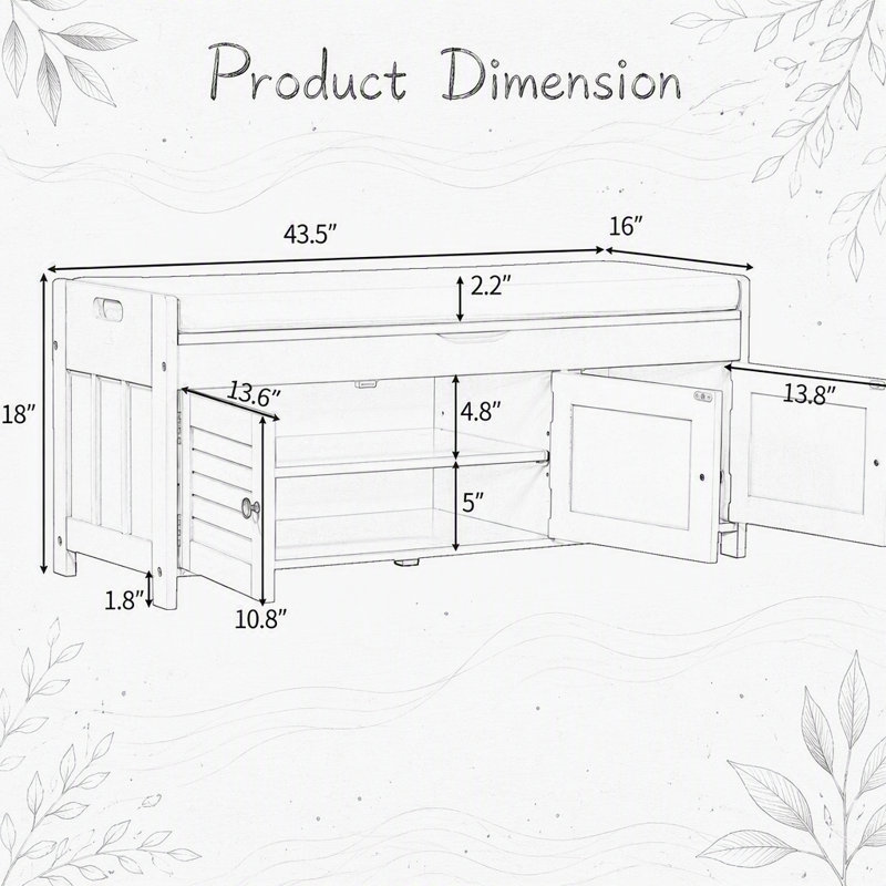 Banc de rangement avec 3 portes à volets, Brun, Brun