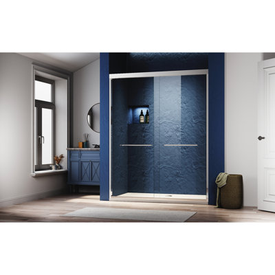 72 In. H Sliding Shower Glass Door 50 - 54 W, Adjustable Semi , Thick Clear Tempered Glass, 304 Stainless Steel Handles, Two Humanized Upgrade Aluminum And Accessories, Smooth Quiet Moving, Easy