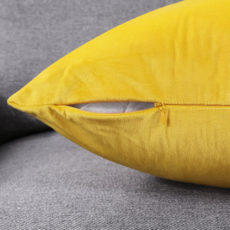 Decorative Throw Soft Linen Cushion Covers Pillow Covers (Set of 4), Square 22", Lemon Yellow