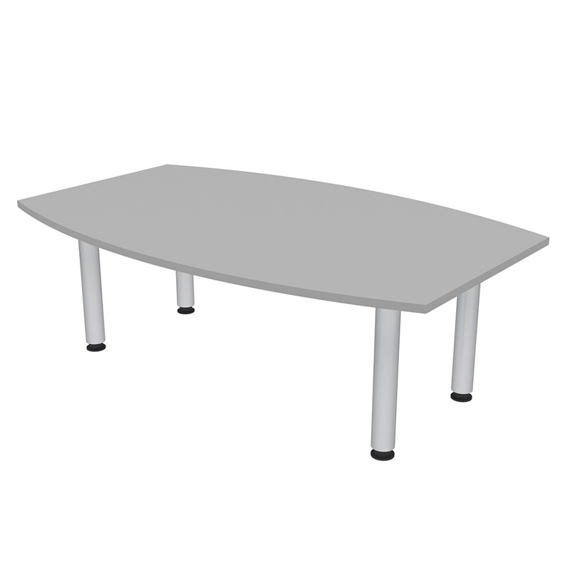 Table de conférence en forme de bateau avec pieds argentés, L 72 po x l 48 po, Brouillard gris, Nickel brossé
