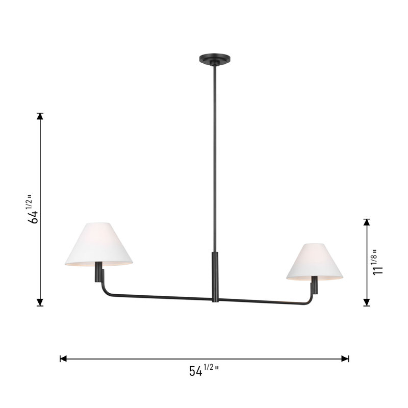 Sean Lavin Colfax Dining Room Chandelier With White Linen Shade, Burnished Brass, 10" H x 40.5" W x 40.5" D, 2 Lights