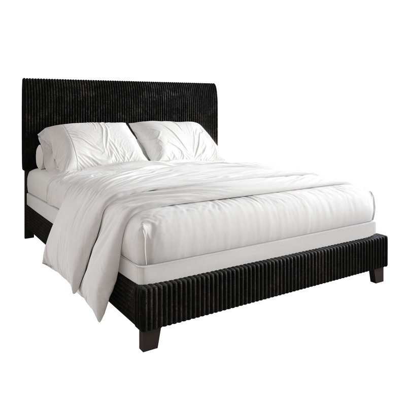 Pravesh Corduroy 4-pieces Bedroom Set, Black/Brown, Queen