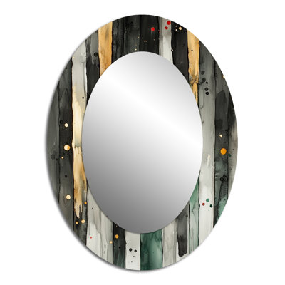 Miroir mural ovale doré et vert