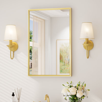 Miroir de salle de bain avec cadre en aluminium et verre trempé