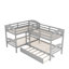 Lit simple superposé en forme de L avec lit gigogne gris-322141760
