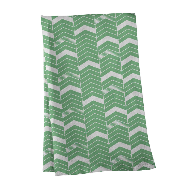 Stephenie Tea Towel Kitchen Towel, Green/White, Poly Twill