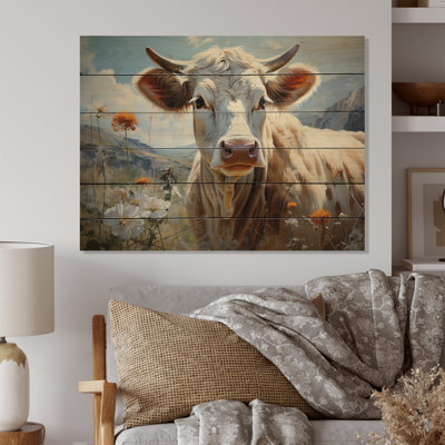 Cow Pastoral Beauty On Wood Print