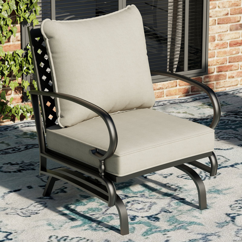 Chaise berçante d'extérieur en métal Bular, Beige