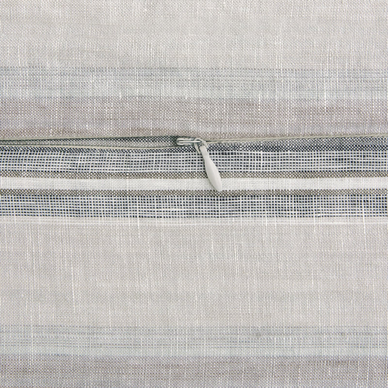 Queen Charcoal and Natural Linen Variegated Stripe Duvet Cover Set