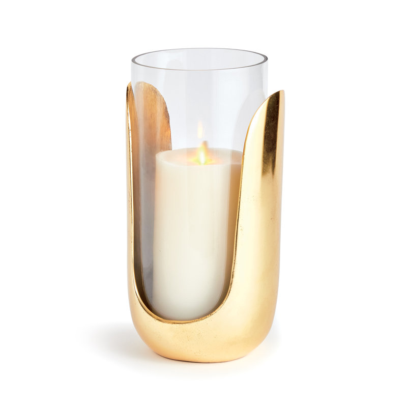 Hurricane de table en verre, Or, H 11 po x l 6 po x P 6 po